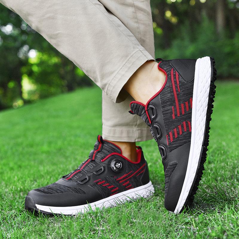 New fly-woven golf shoes men's rotating buckle platform casual shoes men's trendy shoes fashion sports shoes