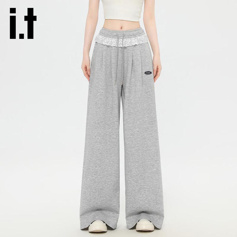 Женские повседневные брюки Izzue It с кружевной отделкой, на кулиске, с широкими штанинами