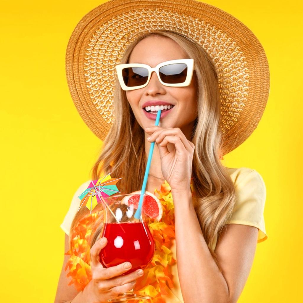 144 шт. восьмиугольный бумажный зонт для коктейля, тропическое дерево, бумажный зонт для напитков