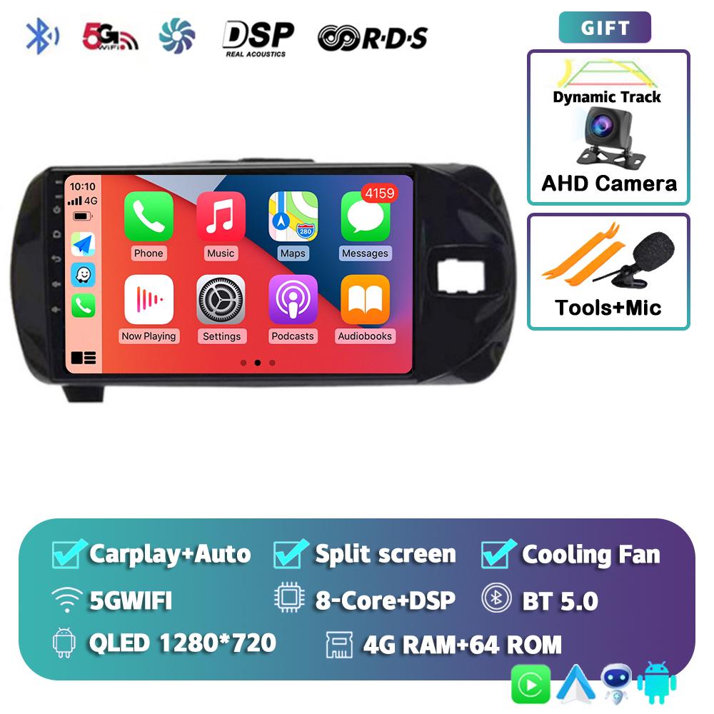 Android 14 Carplay для Toyota Vitz 3 XP130 2014 2015 2016 2017 2018 2019 Автомобильный радиоприемник Мультимедиа Видеоплеер Навигация GPS Стерео
