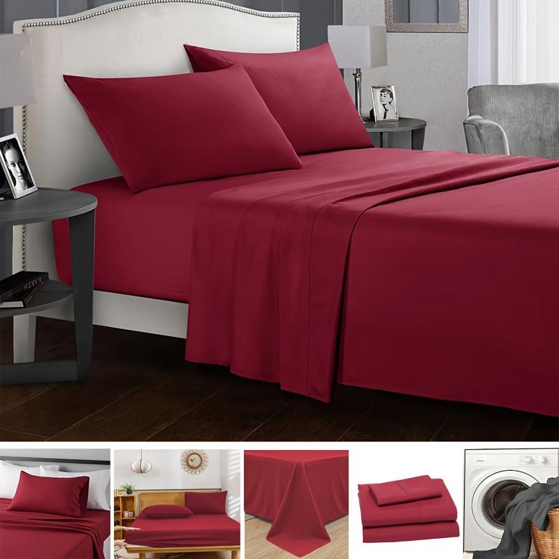 4pcs Bed Sheet Set Dust Proof Bedsheet Skin-friendly Soft Breathable Flat Sheets Anti Slip Fitted Sheets Mattres Protector Set Bedding Sets
