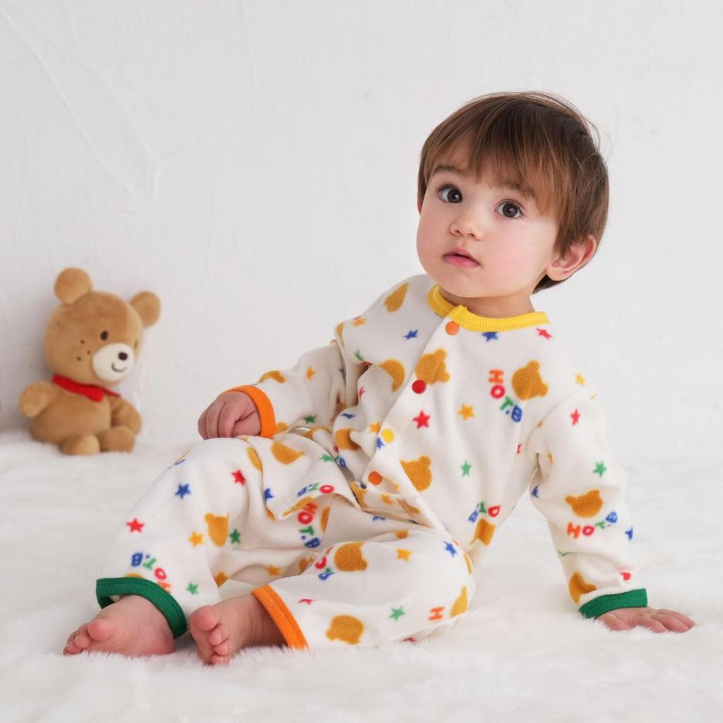 MIKIHOUSE HOT BISCUITS Long Sleeve Loungewear for Boys and Size Girls, Ivory, 80cm, 73-7303-490