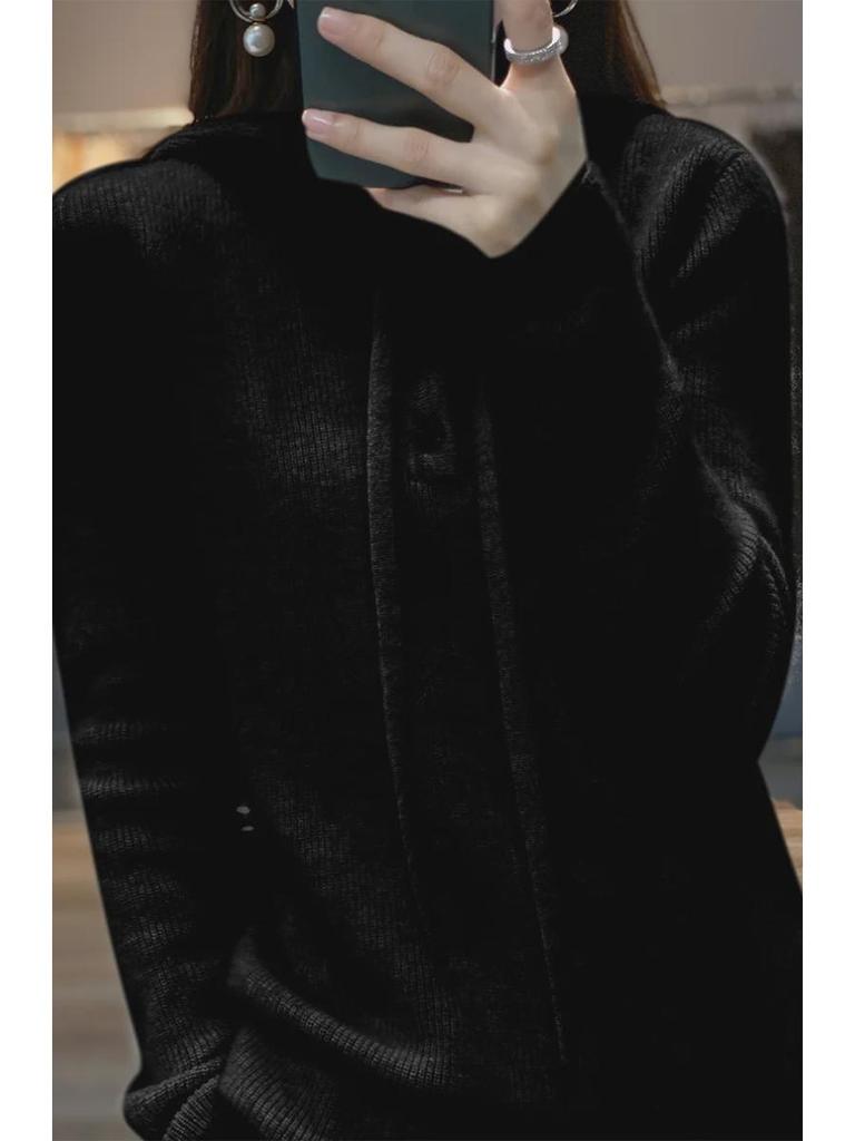 2024 Fall/Winter Women's Loose Fit Thick Hooded Sweater Top