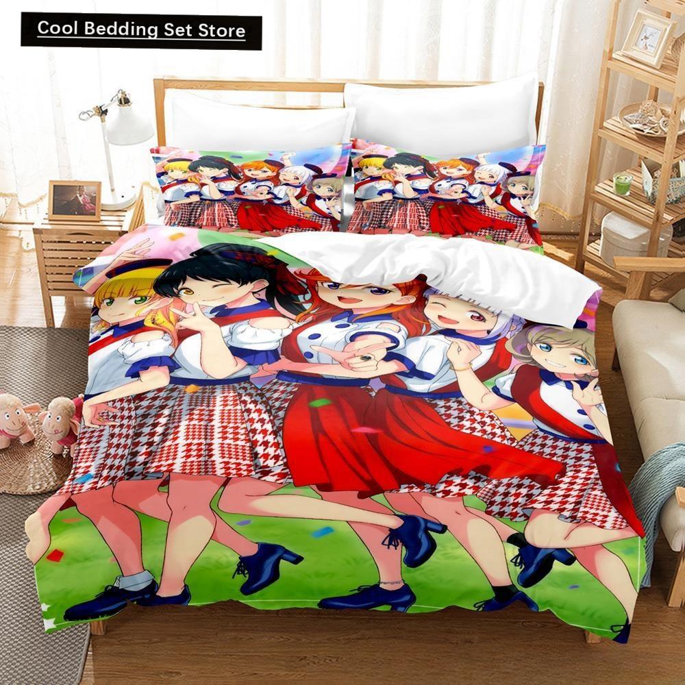 Аниме Каваи Девушки Love Live! 3D-печать Комплект постельного белья односпальный двуспальный двуспальный двуспальный комплект для взрослых и детей комплект пододеяльников