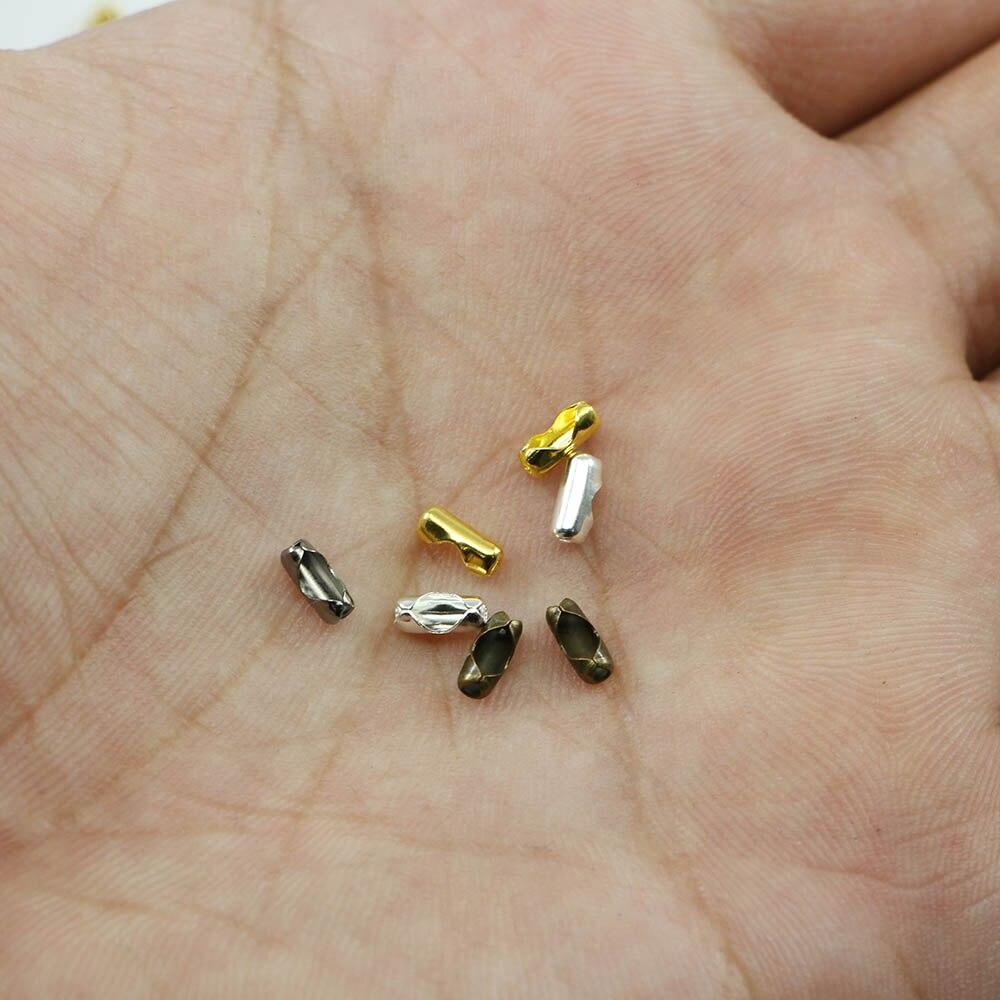 200 Pcs/lot 1.5/2.0/2.4/3.2 Mm Ball Chain Connectors Clasps Gold For DIY Bracelet Necklace Bead Chain Jewelry Making