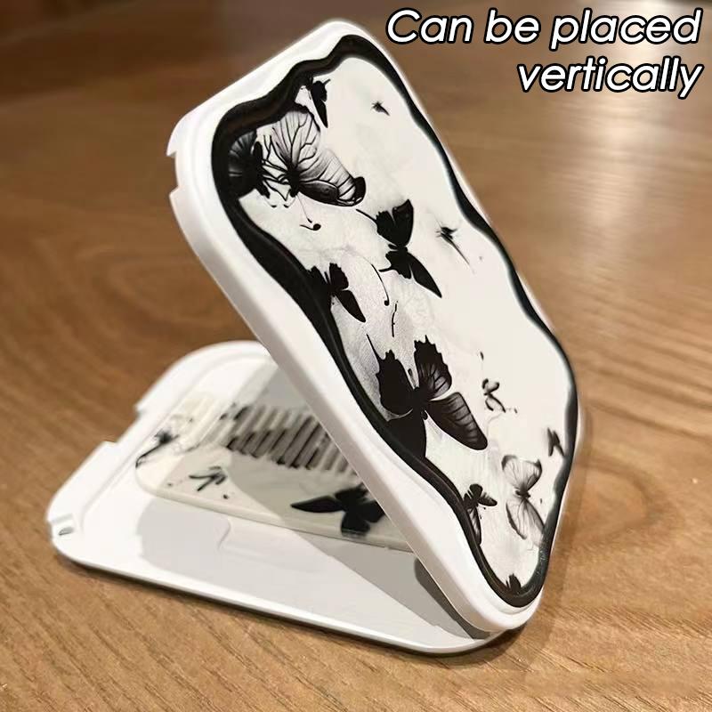 Чернильная бабочка откидное складное зеркало для макияжа портативное карманное зеркало женское прямоугольное косметическое зеркало для макияжа с расческой