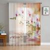 Water Orchid Flower Plant Tulle Sheer Curtains for Living Room Decoration Window Curtain for Bedroom Voile Organza Drapes