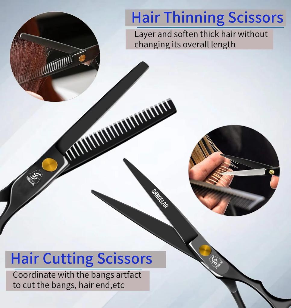 SANGELAR 6-дюймовые профессиональные парикмахерские ножницы, парикмахерские ножницы для стрижки волос, салонные инструменты для мамы, папы, друзей, подарки