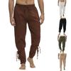 Spring And Autumn Winter Men'S Leg Tights Cotton And Hemp Pants Ankle Strap Pants Medieval Viking Pirate Casual