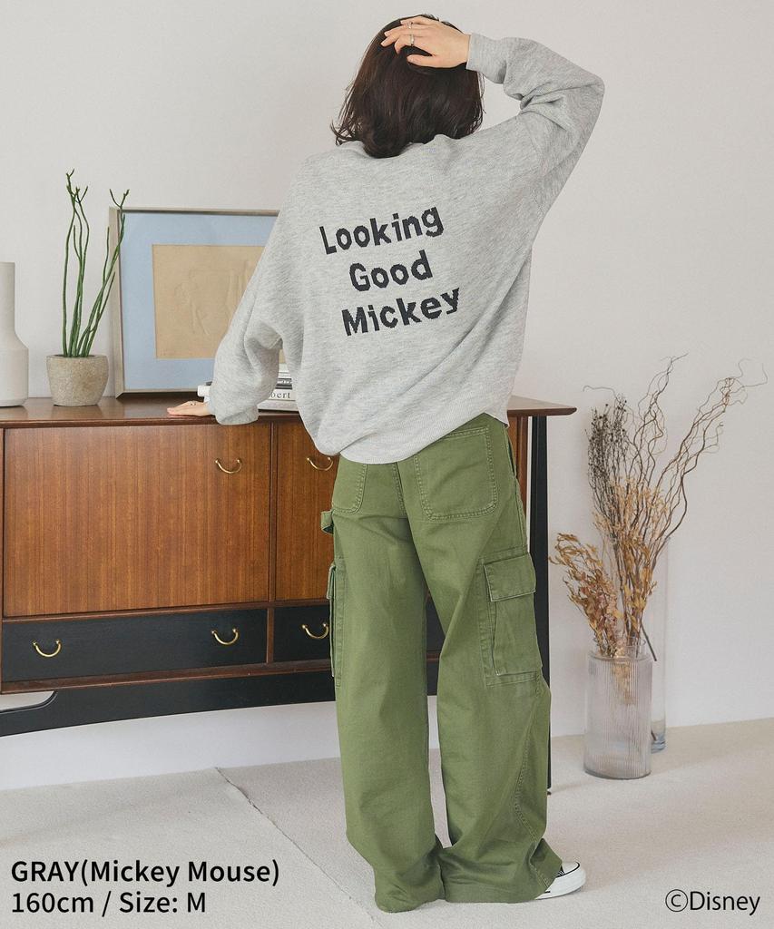 [Лафуку] Джемпер жаккардовой вязки Disney Микки Маус или Минни Маус, с длинным рукавом, черный (Минни Маус), Размер M