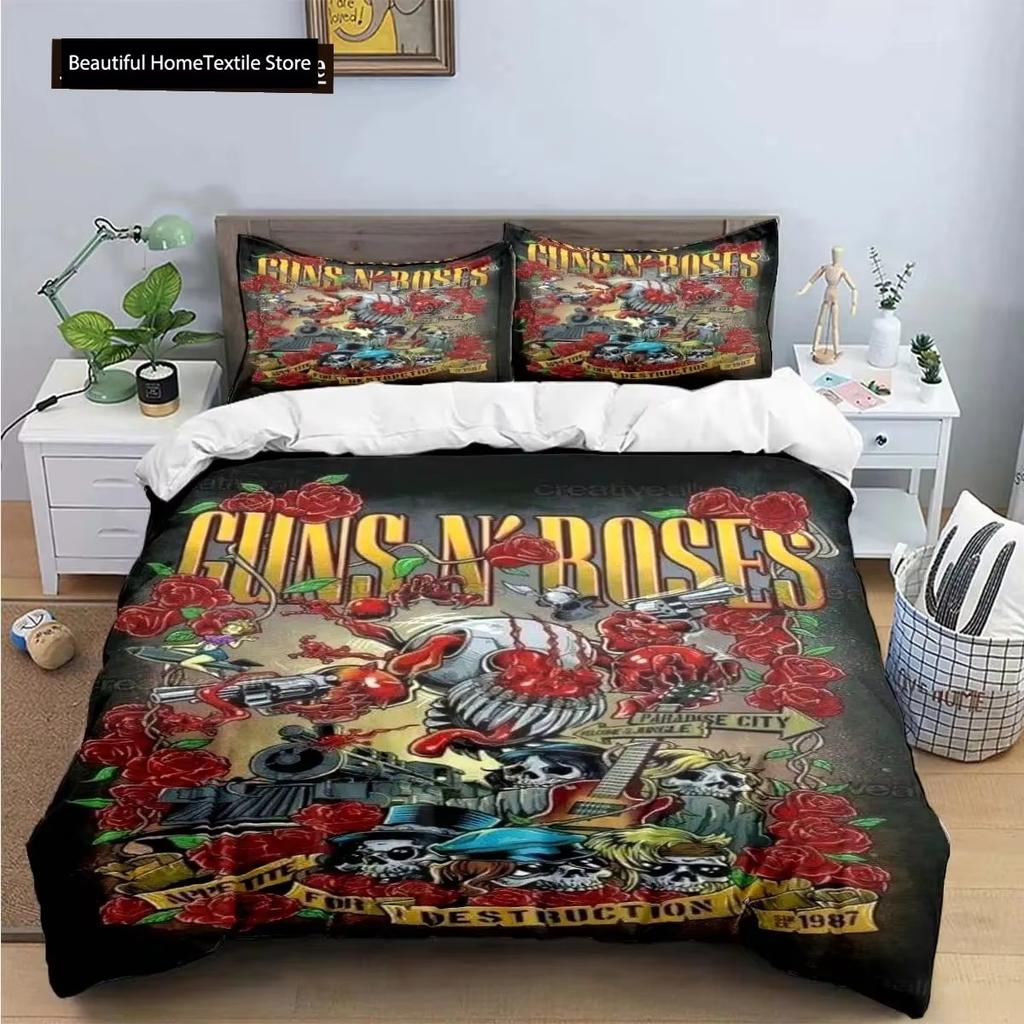 3D Принт Guns N Roses GNR Группа Ретро Постельное Белье Мальчики Девочки Полуторный Двуспальный Королевский Размер Пододеяльник Наволочка Кровать Мальчики Взрослый