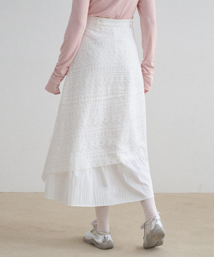 Micene Eglantine Lace Shirred Long Skirt