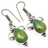 Green Turquoise Gemstone Gift For Her Silver Jewelry Earrings 1.5''
