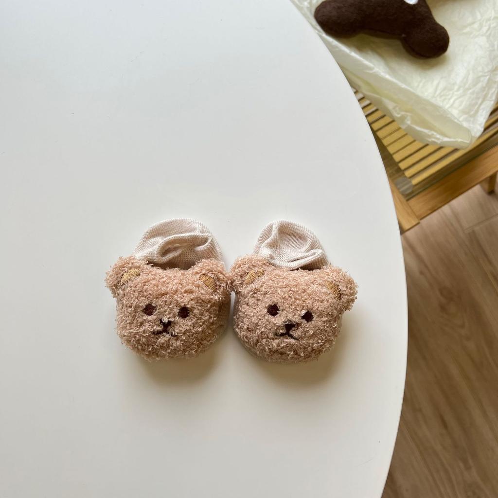 1 Pair Infant Baby Sock Cute Cartoon 3D Bear Short Sock for Toddler Baby Boy Girl Spring Summer Non-slip Floor Sock for Kids
