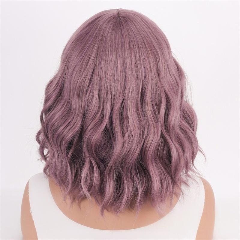 Синтетический парик розового цвета для женщин, девушек, короткий, кудрявый, волнистый, косплей-парик с челкой, милый, с эффектом мокрой волны, Лолита, для Хэллоуина, вечеринки