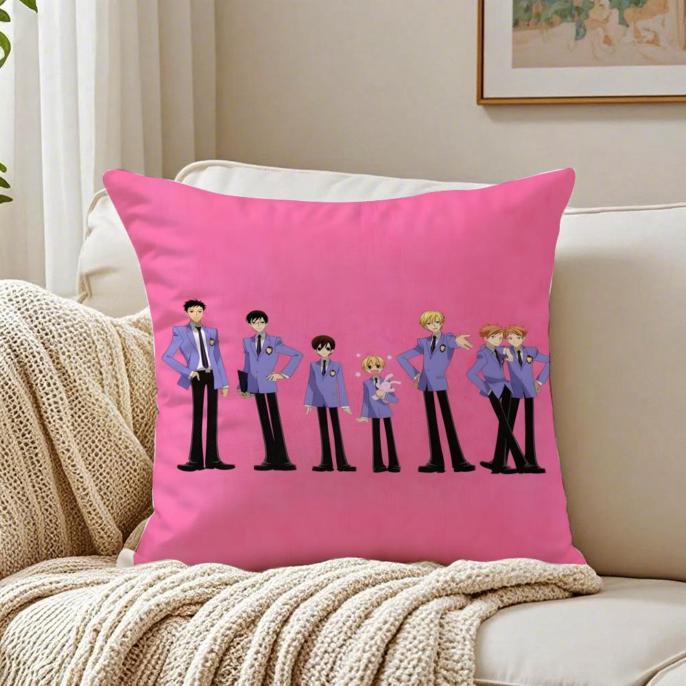 Funny Romance Anime OOuran High School Cushion Cover Linen Pillowcase Soft for Sofa Bed Home Room Decor