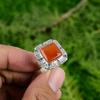 Natural Carnelian Gemstone Stackable Adjustable Ring 925 Silver For Girls