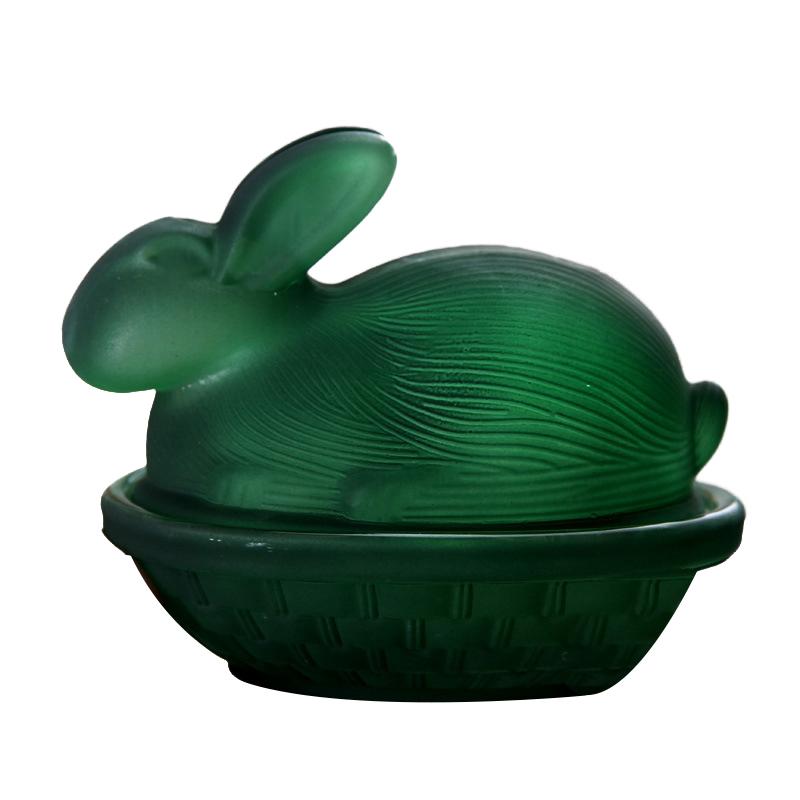 Винтажная стеклянная конфетница-кролик с крышкой, цветные хрустальные банки для конфет с крышкой, забавные банки для конфет для десерта