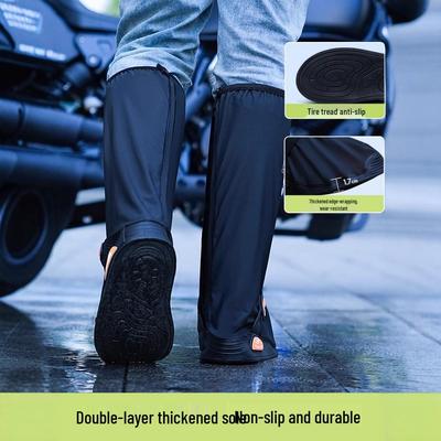 Мужские и женские водонепроницаемые высокие бахилы из ПВХ - Нескользящие, износостойкие и дышащие для езды на велосипеде осенью и зимой.
