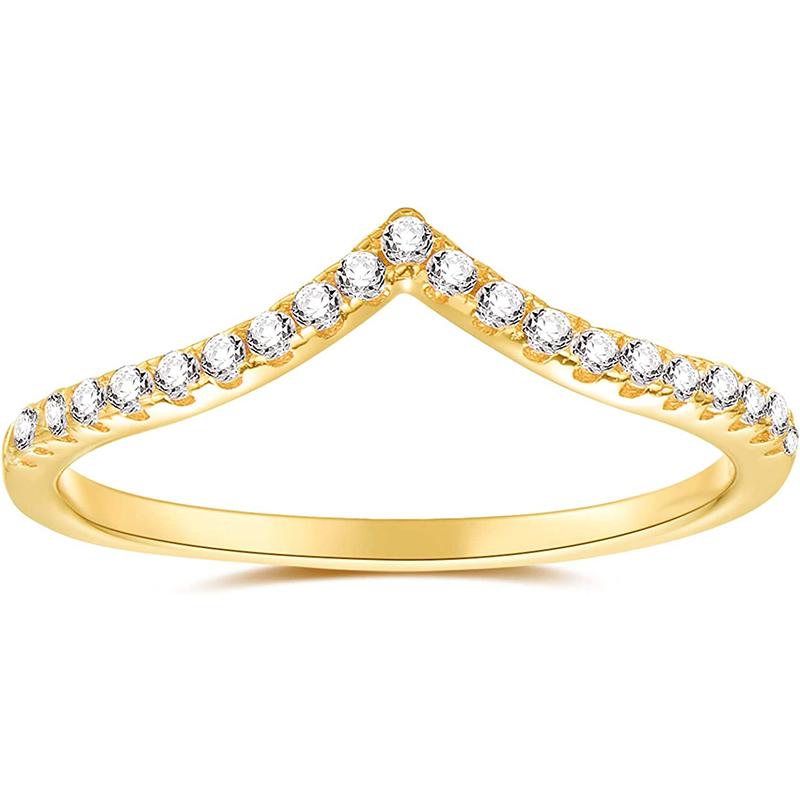 VQYSKO остроконечное V-образное кольцо с цирконом, штабелируемое кольцо с имитацией сердца, Вечное кольцо для женщин, ювелирные изделия, подарки для нее