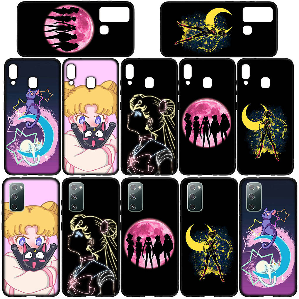 Чехол для iPhone 16 15 Xiaomi Redmi Note 14 13 12 11 Pro Max X 8 16e Samsung Galaxy S25 S24 S23 Moto OPPO Huawei Cat Sailor Anime Moon милый чехол для телефона
