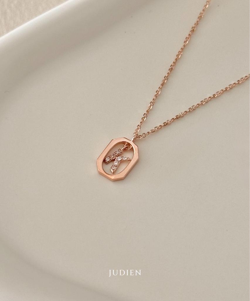 Judien 14K 18K Initial Alphabet Lab-Worn Diamond Necklace (Type B)