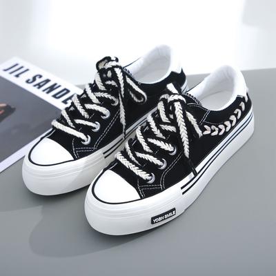 Кроссовки из парусины на толстой подошве, симпатичные, модные, универсальные, женские, весенне-осенние, повседневные, дышащие, для скейтбординга