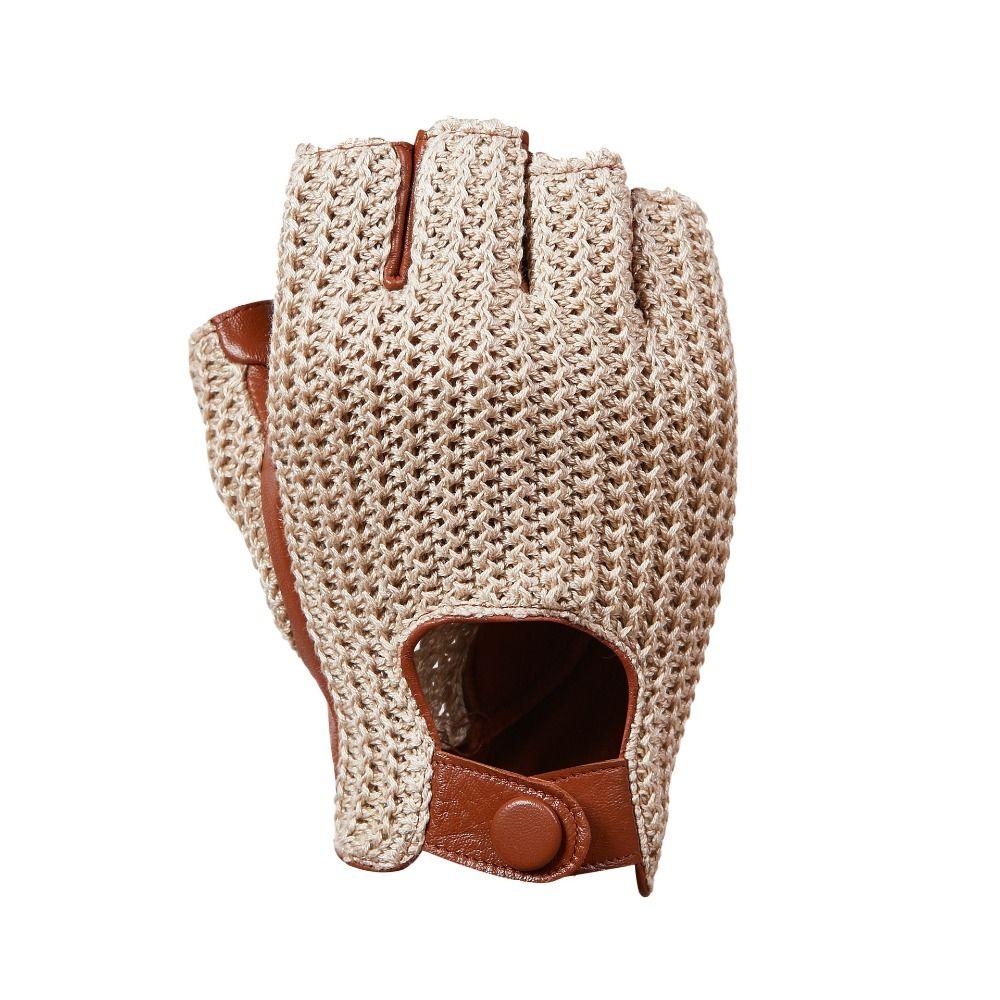Half-finger Male Sheepskin Machinist Gloves Half-finger Leather Driving Gloves Sports Fishing