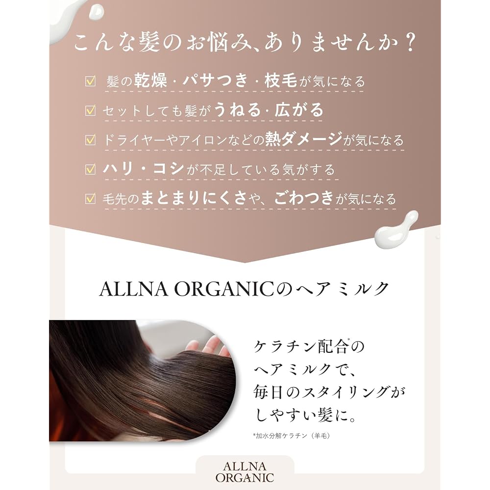 ALLNA ORGANIC Молочко для волос Без добавок 150 мл (Аромат растения)