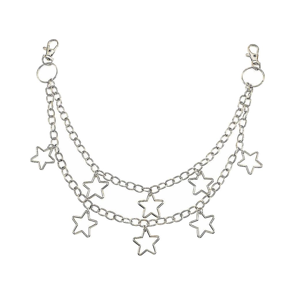 Fashion Pants Chain with Star Pendant Jeans Chain Streetwear Waist Chain Y2K Bag Chain Hiphop Chain Waist Decoration