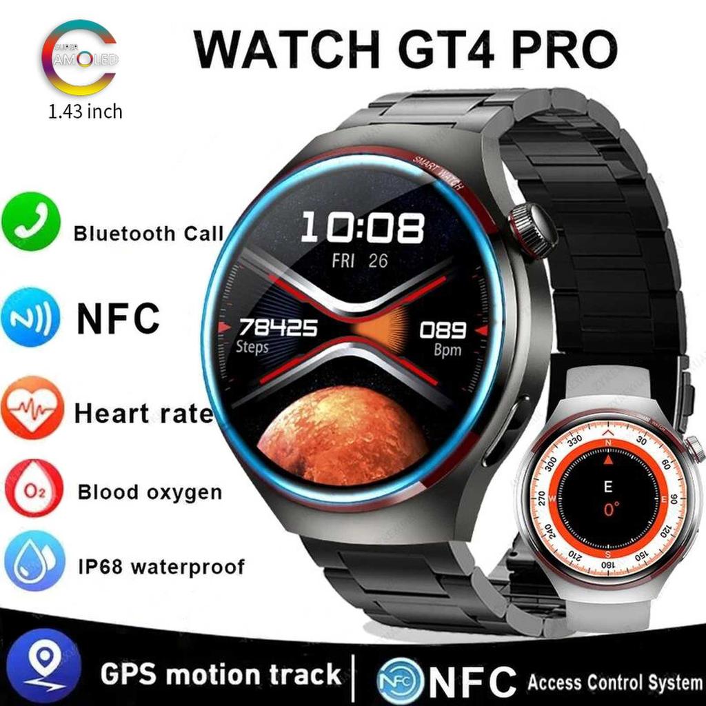 2024 Новые оригинальные часы 4 Pro, мужские деловые часы GT4, GPS, спортивный трекер, AOMLED, HD-экран, NFC, Bluetooth, умные часы с вызовом