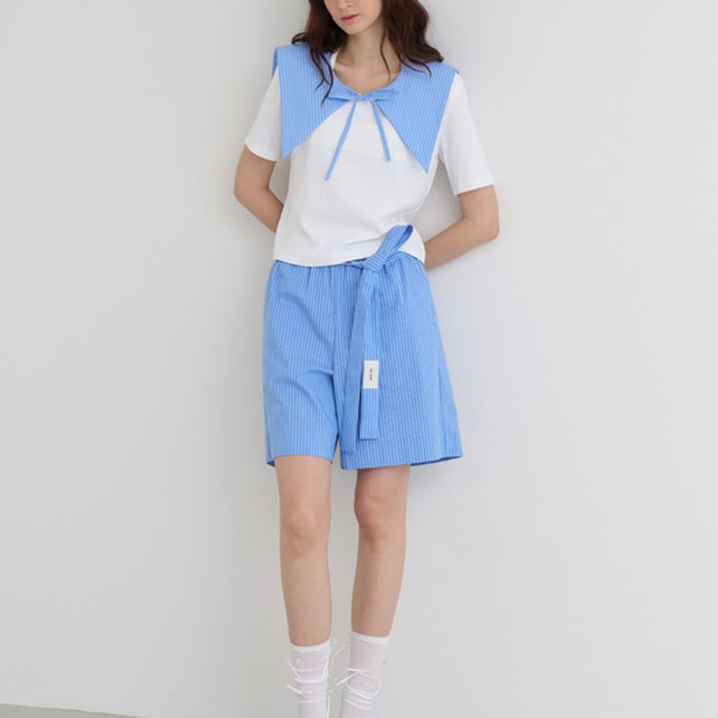 LE YIEL Ribbon Cape Collar_Light Blue