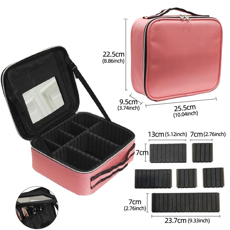 New Cosmetic Bag With Mirror Beauty Brush Makeup Bag Travel Necessary Waterproof Large Capacity Travel Tattoo Makeup Case