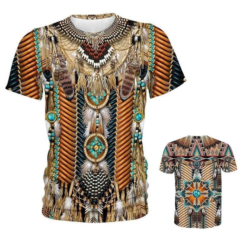 3D мужская футболка в стиле ретро Харадзюку в индийском стиле с графическим принтом и короткими рукавами, летняя повседневная уличная одежда с круглым вырезом, трендовые футболки