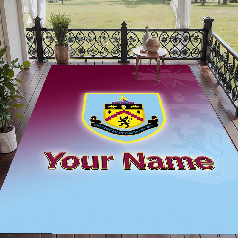 Custom Text Printed Rug Burnley Football Non Slip Floor Carpet For Home Room Decor