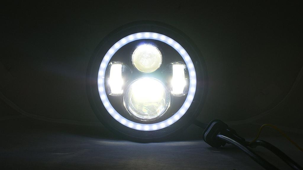 Ranzek Harley LED Headlight, 7 Inch Hi/lo Beam, LED Jeep Wrangler with DRL Function,