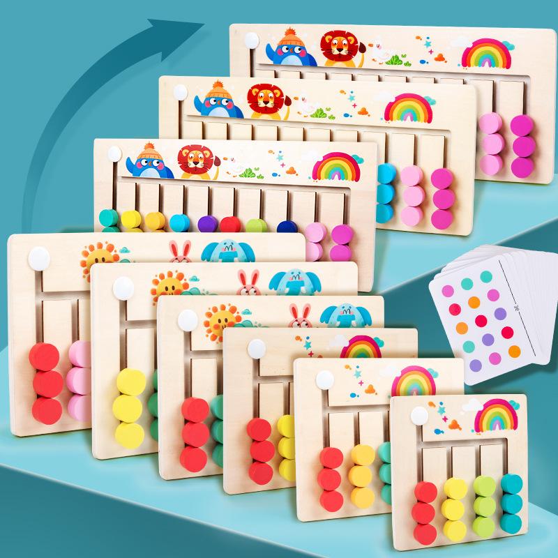 Детская деревянная головоломка для раннего развития, многоцветная игра, классификация цветов, обучающие игрушки для логического мышления