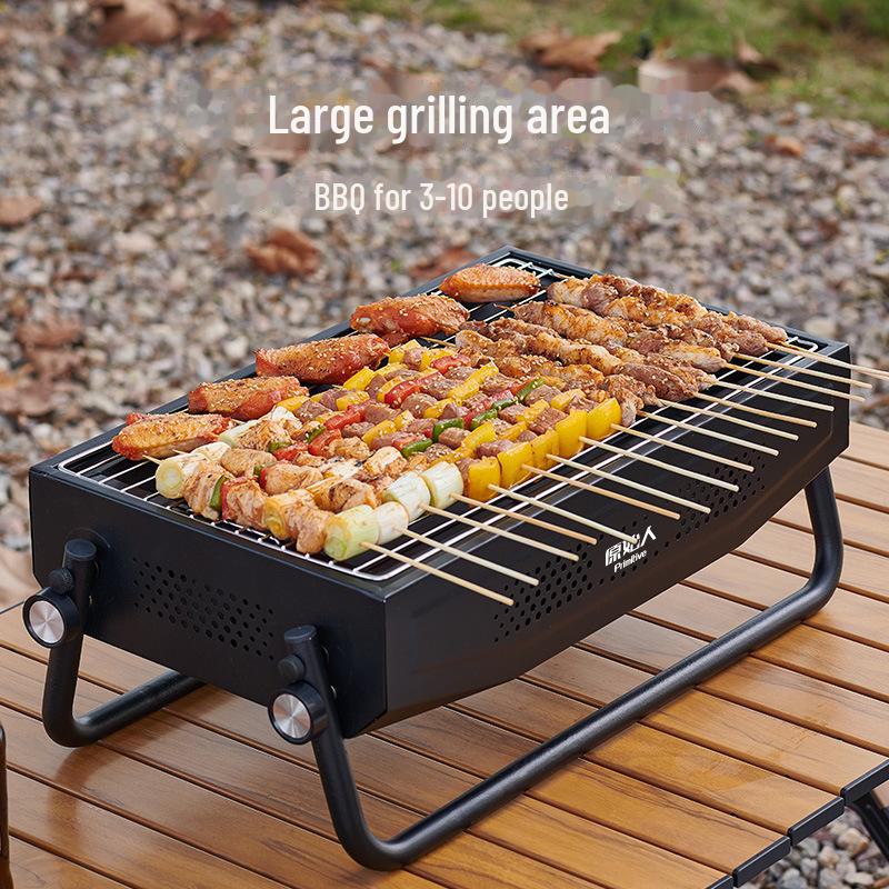Портативный складной угольный гриль-барбекю для приготовления пищи на открытом воздухе