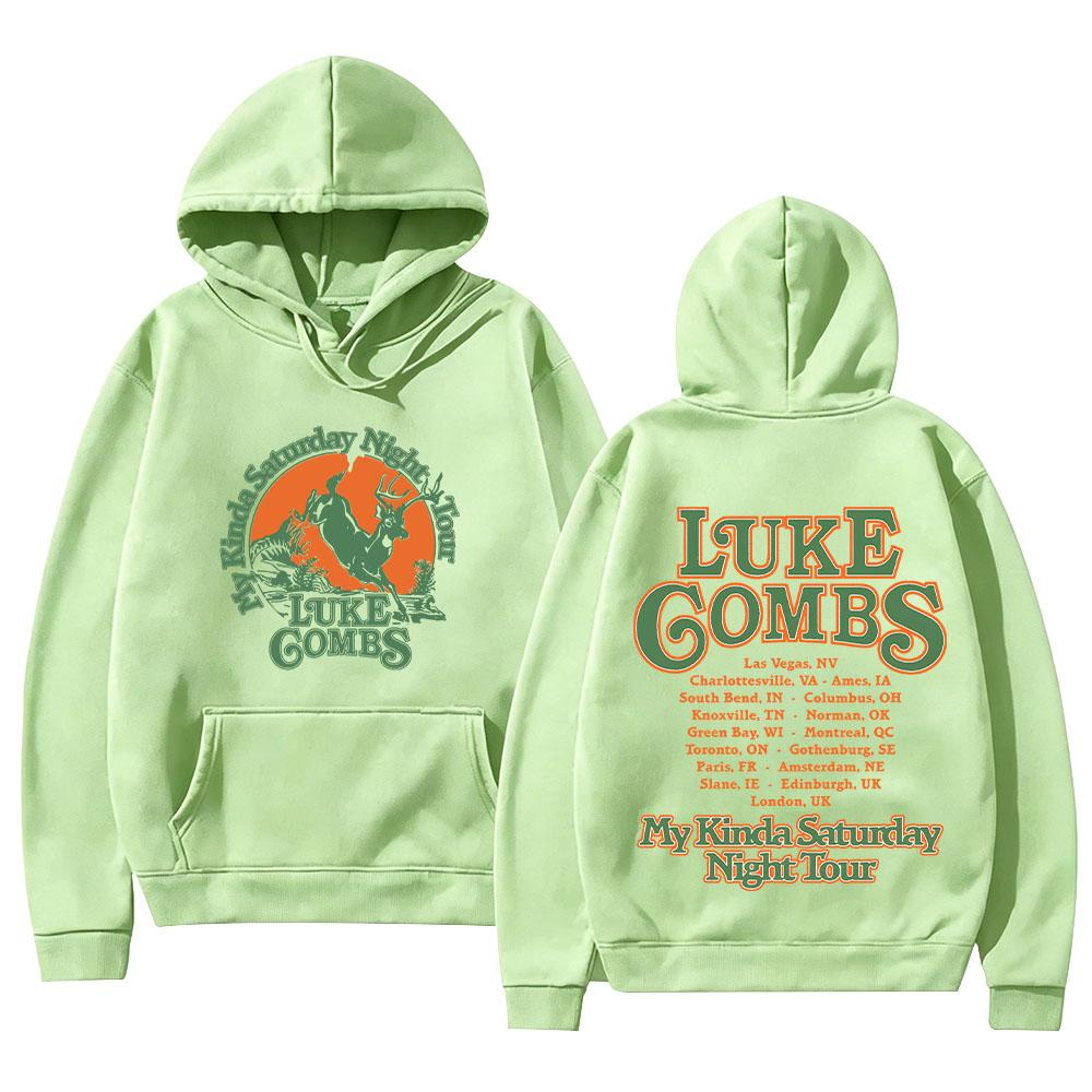 Толстовка Luke Combs Тур Олень Тур 2026 Уличная одежда Двусторонняя Ретро Графический Принт Свитшот Унисекс Подарок для Музыкального Фаната High Street Худи