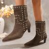 Autumn New Sexy Pointed Designer Suede Waterproof Mid-calf Boots Casual Lightweight Wear-resistant Slip-on Women's Boots