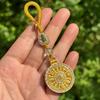 Metal Sunflower Keychain Rotatable Zodiac Key Ring Backpack Pendant New Year Pendant  Car Keychain