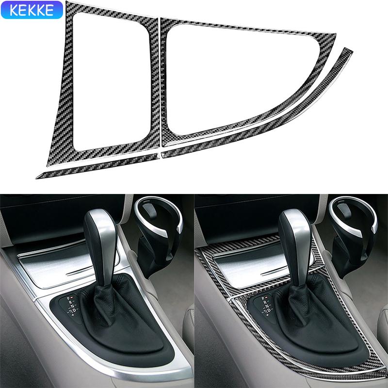 Carbon Fiber Car Shift Panel Frame And Gear Side Slats Stickers Protection Cover For BMW 1 Series E81 E82 E87 E88 2008-2013
