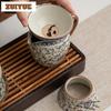Ru Kiln Interlock Branch Lotus Decoration Tea Separator Infusor Antique Tea Strainer Dispenser Tea Maker Tea Filter Drinkware