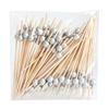 100Pcs Fancy Bamboo Cocktail Picks with Gold Ball End Biodegradable Environmentally Friendly Bamboo Fruit Fork