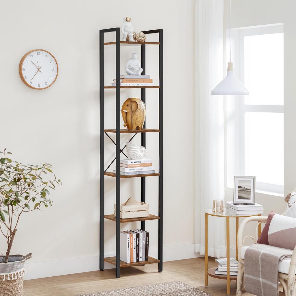 Regał Ciemny Brąz Na Książki Wąski Loft Vr37 40X30X187,5 Begryf