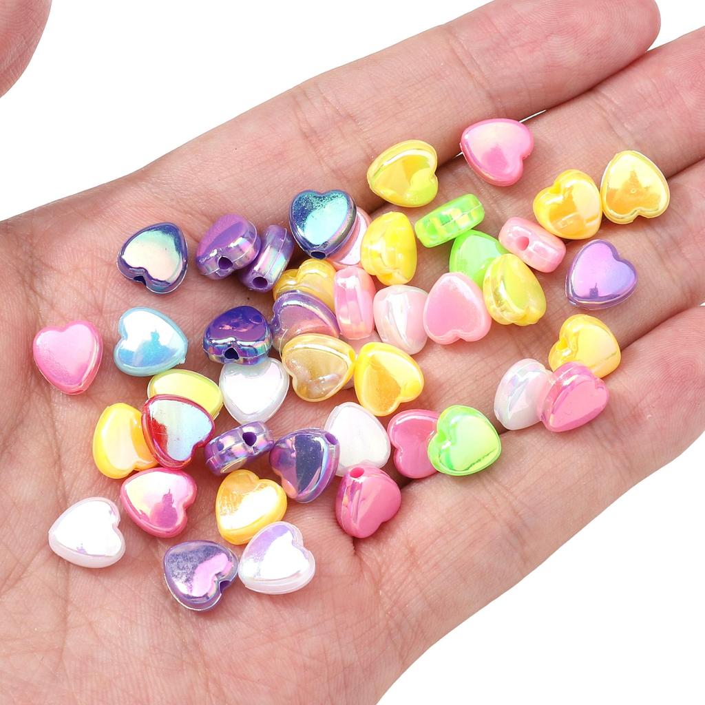 100 шт. Акриловые разноцветные бусины в форме сердца для изготовления ожерелий, браслетов, серег, ювелирных изделий, аксессуары для рукоделия