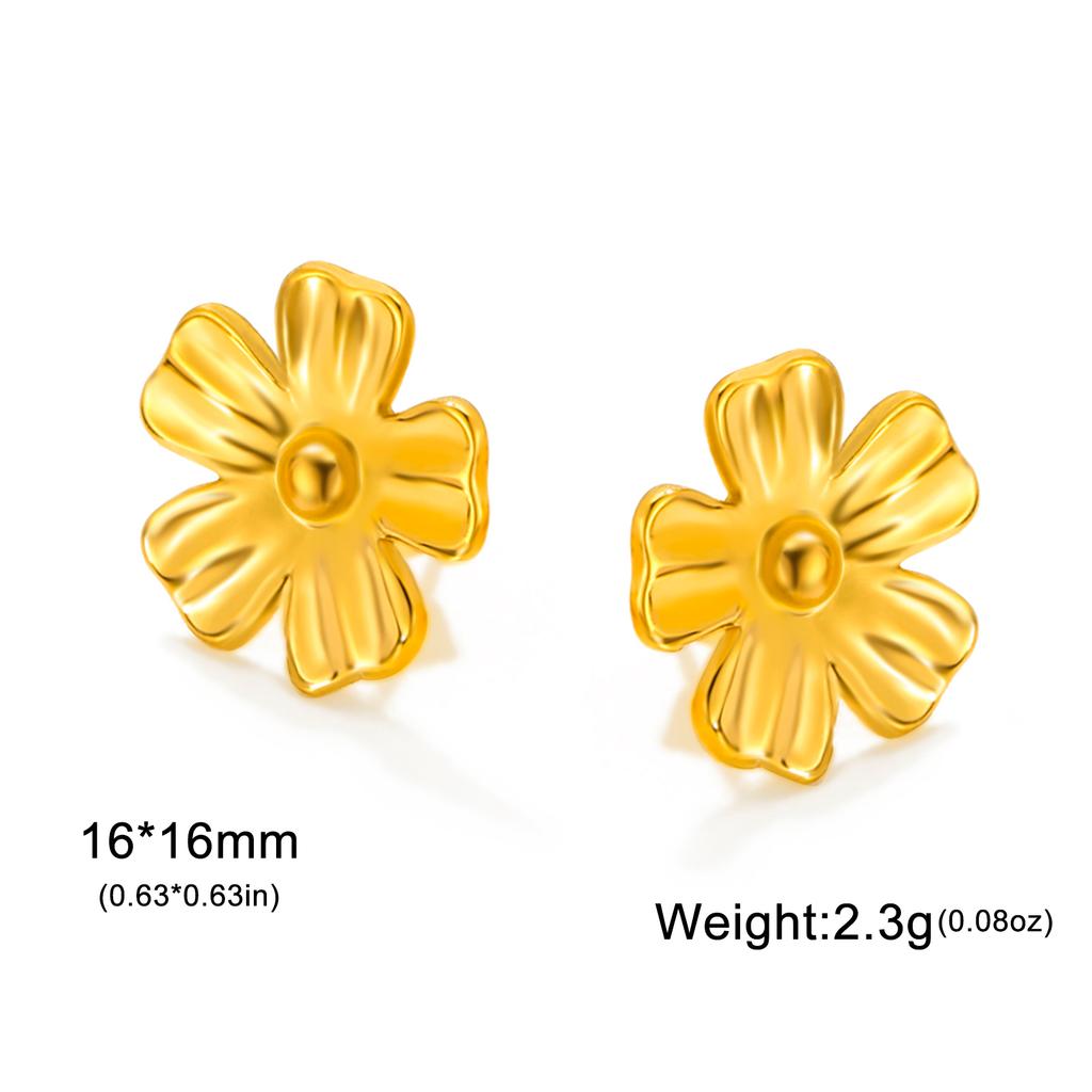 Flowers Stud Earrings Women Stainless Steel Gold Earring Trendy Daisy Cherry Blossom Jewelry Valentine Gift