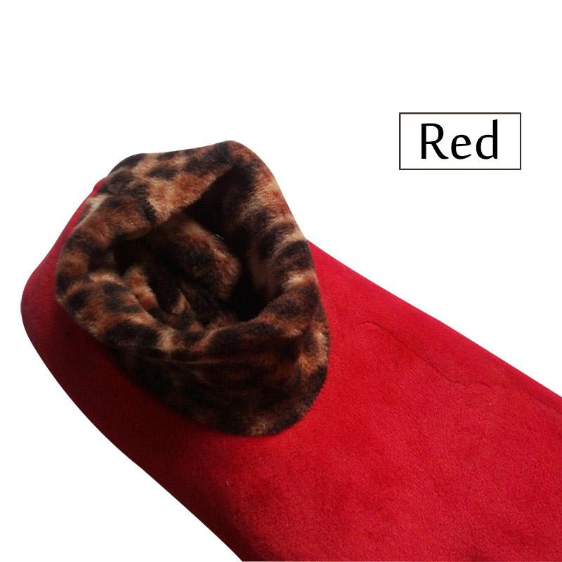 Зимние коралловые бархатные противоскользящие бахилы с леопардовым принтом, домашние теплые эластичные носки-тахо