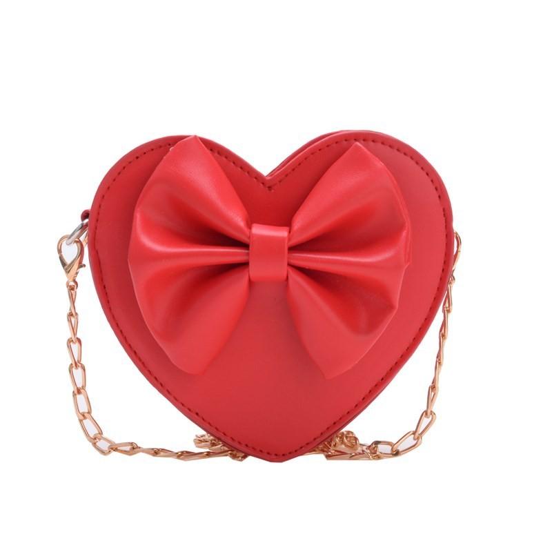 Solid Butterfly Knot Color Heart Shaped Children Crossbody Bag For Use Daily