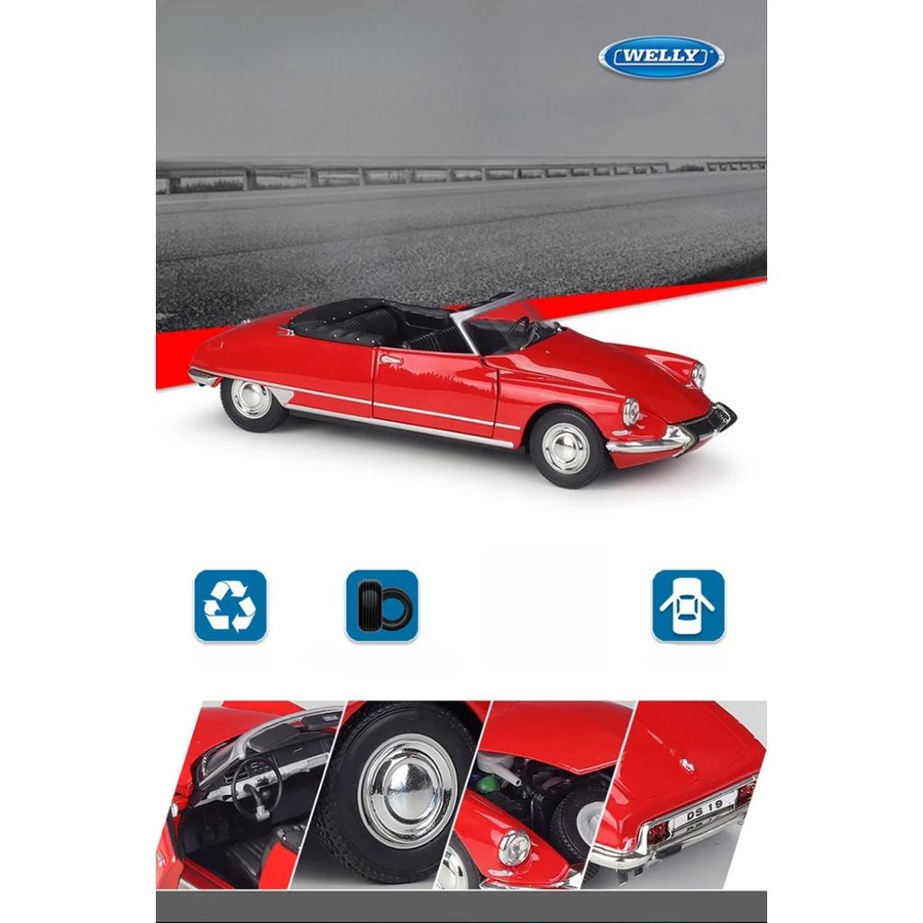 Welly 1/24 Citroen DS19 Кабриолет Сплав Классический Спортивный Автомобиль Модель Литой Металл Ретро Автомобиль Модели Автомобилей Симуляция Детская Игрушка Подарок